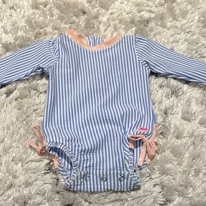 Ruffle Butts Blue and White Striped Baby Outfit
